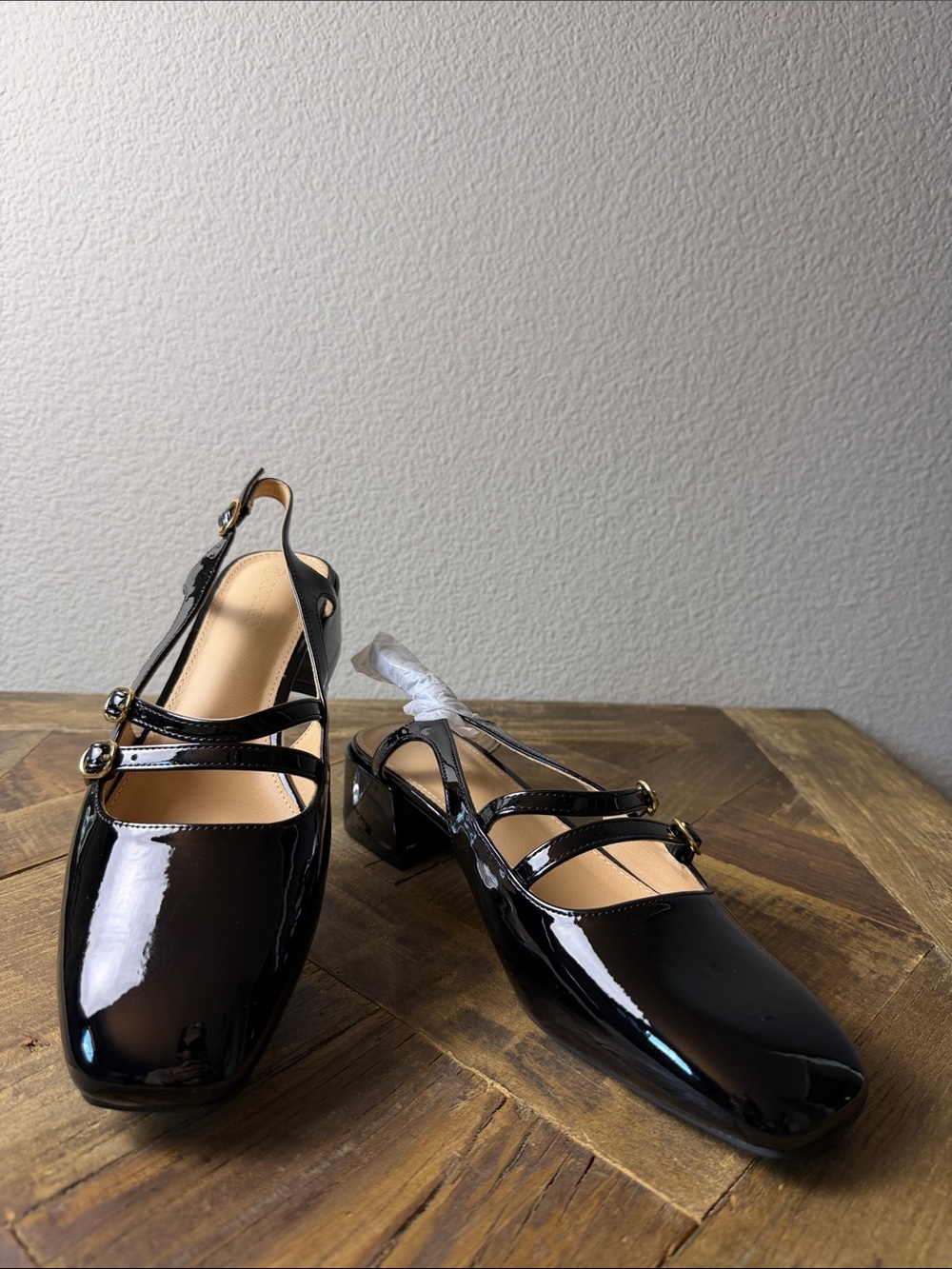 Size 9.5 Coutgo Black Patent Mary Jane Slingback Mules
